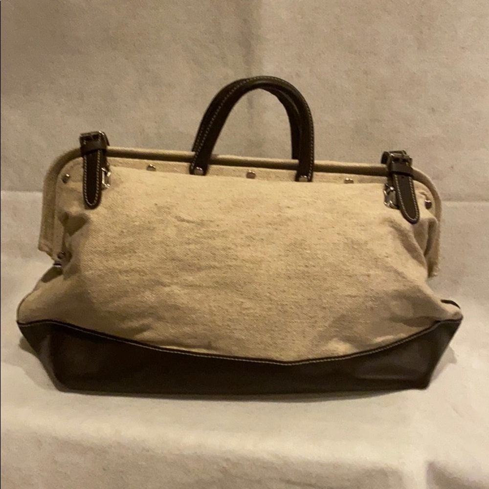 Beautiful J. Jill canvas & brown leather weekender